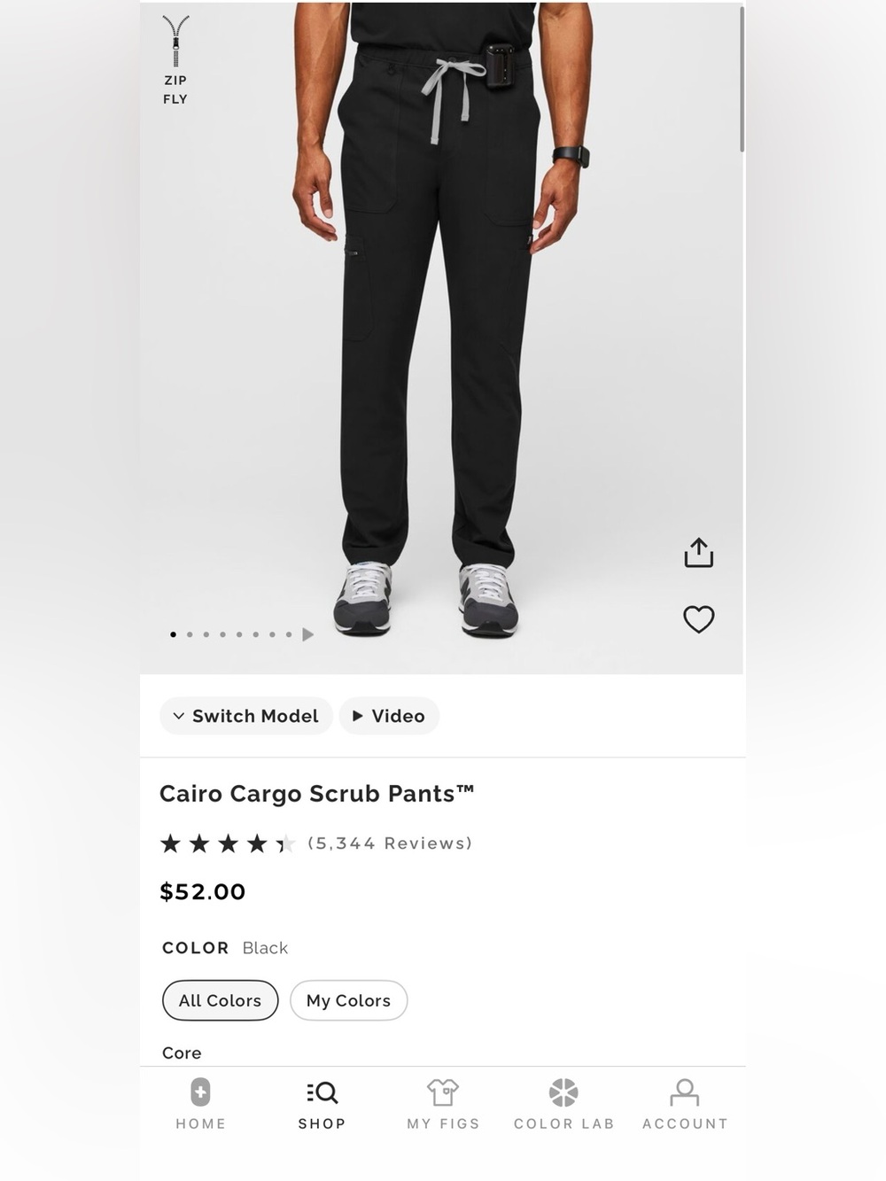 Figs Black Cairo Cargo Pants for Men
